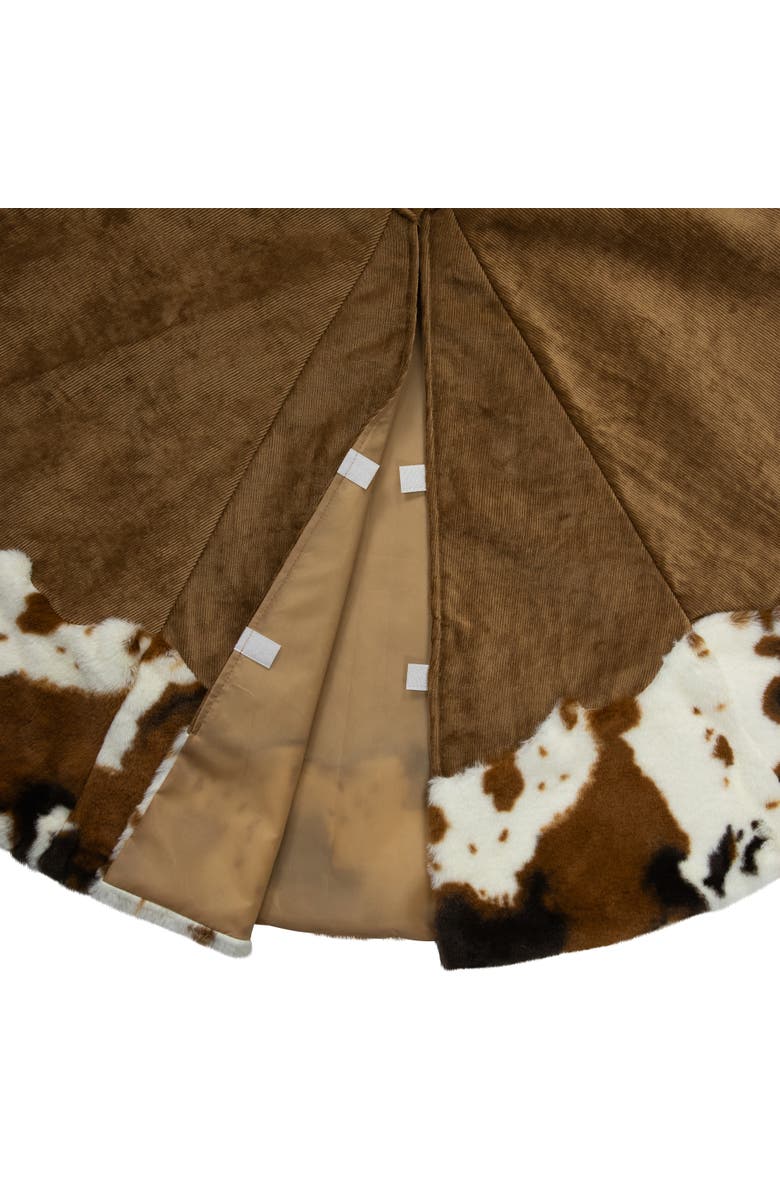 Northlight Corduroy Christmas Tree Skirt with Faux Fur Trim - 48" - Brown, Alternate, color, Brown