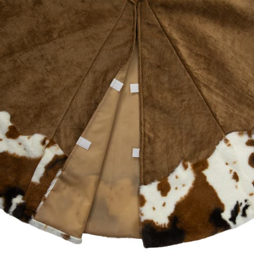Northlight Corduroy Christmas Tree Skirt With Faux Fur Trim In Brown