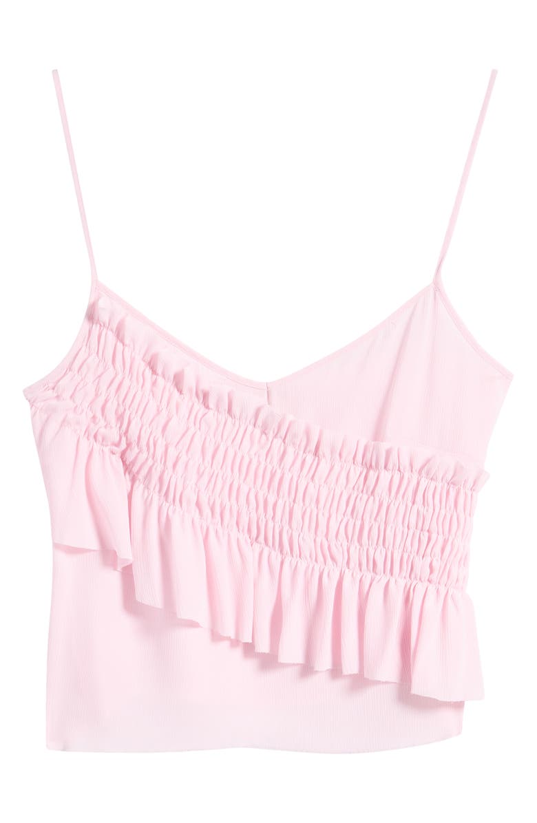 Mistress Rocks Shirred Crop Ruffle Camisole, Alternate, color, Pink Icing
