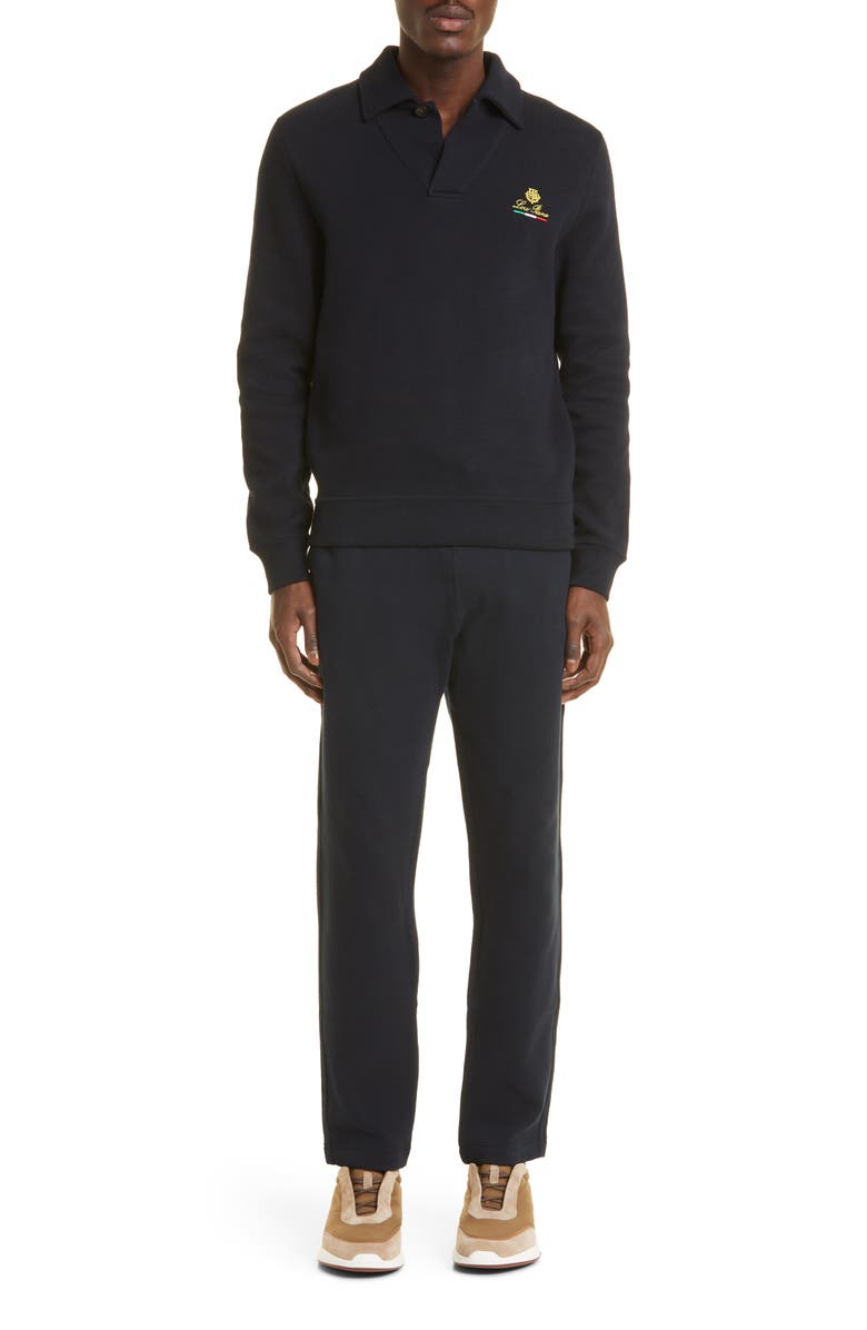 Loro Piana Horsey Long Sleeve Cotton Polo, Main, color,