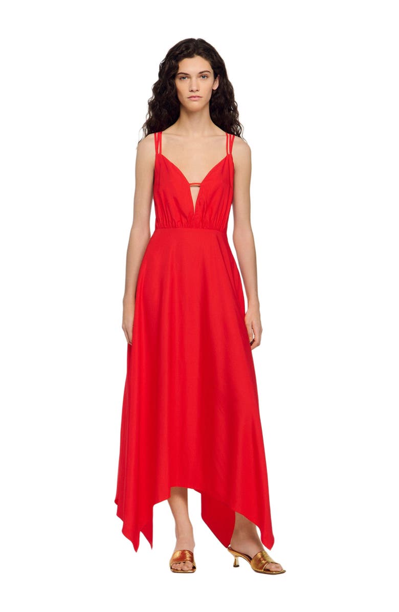 SANDRO Asymmetric maxi dress, Alternate, color, Red