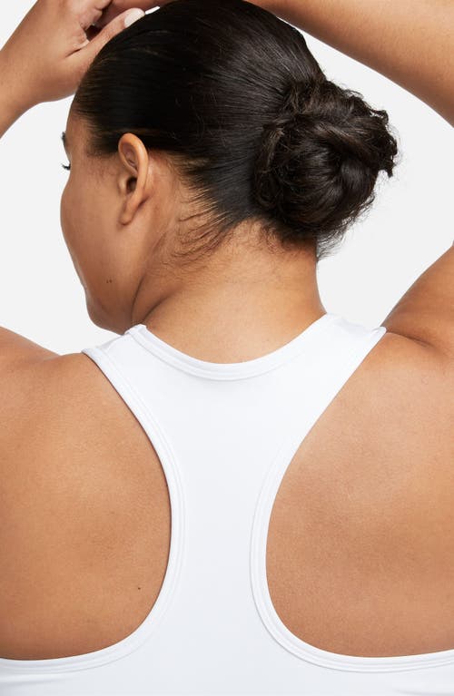 Nike Swoosh Medium Support Sports Bra In White/stone Mauve/black