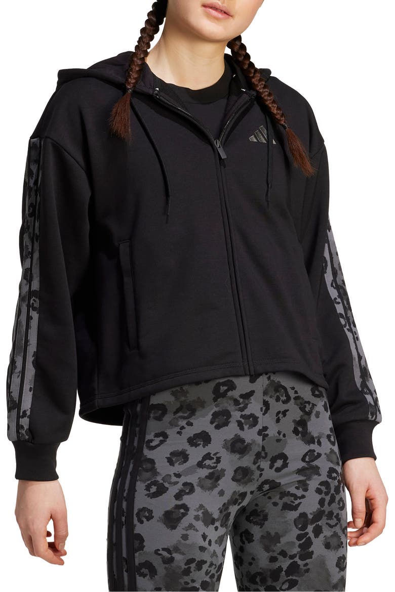 3-Stripes Full Zip Hoodie, Main, color, BLACK/ MULTICOLOR