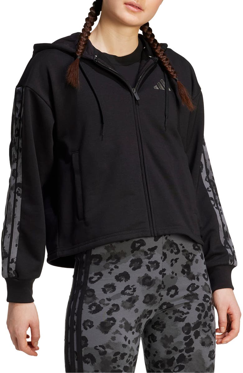 adidas 3-Stripes Full Zip Hoodie, Main, color, Black/ Multicolor