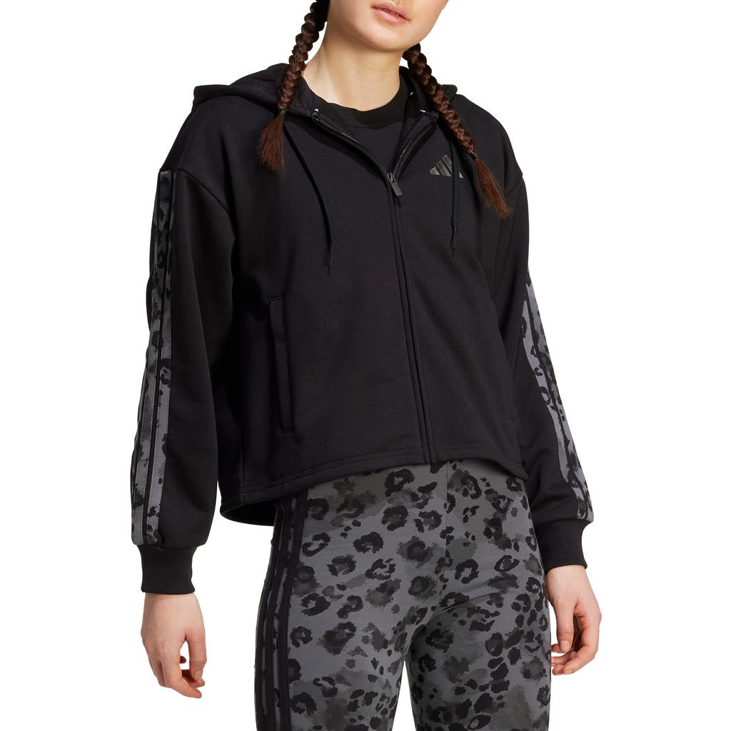 Adidas Originals Adidas 3-stripes Full Zip Hoodie In Black