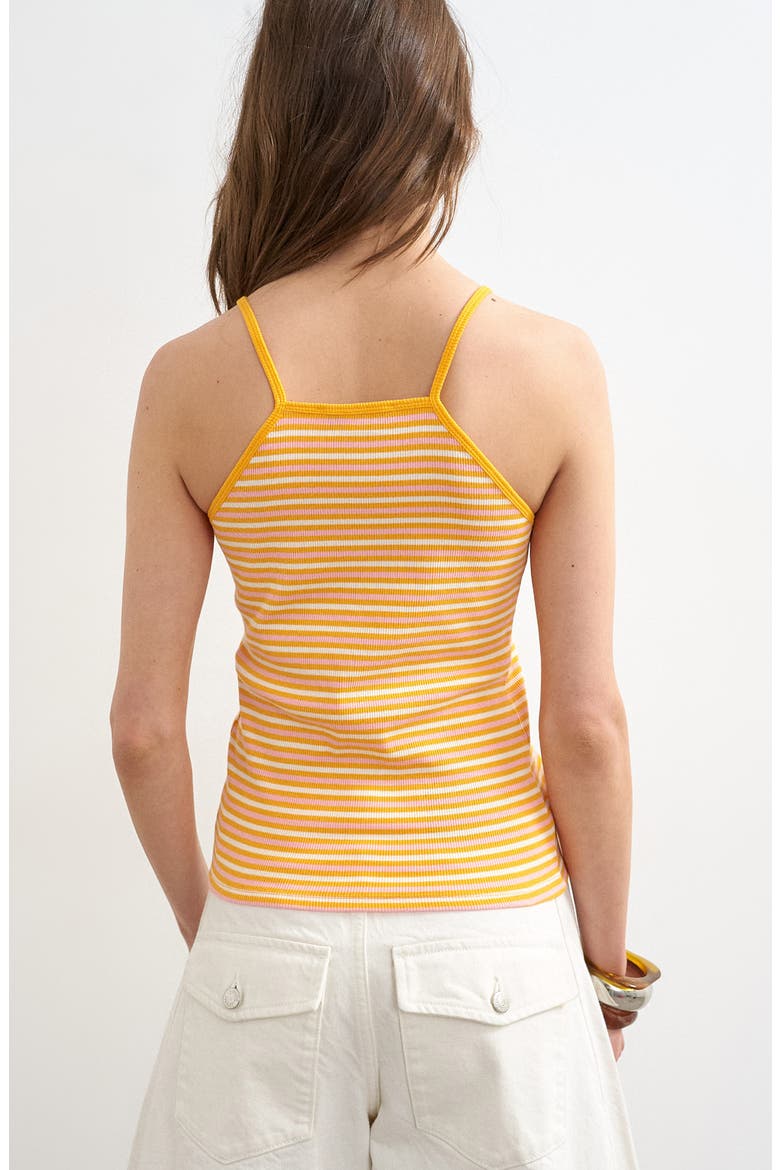 Stripe Rib Knit Stretch Cotton Tank, Alternate, color, ORANGE