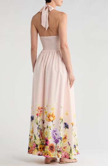 Nina Patterned Halter Maxi Dress