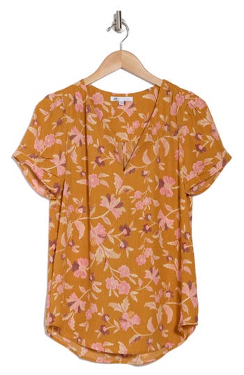 Dr2 By Daniel Rainn Daniel Rainn Pinch Sleeve Blouse In P044 Gold