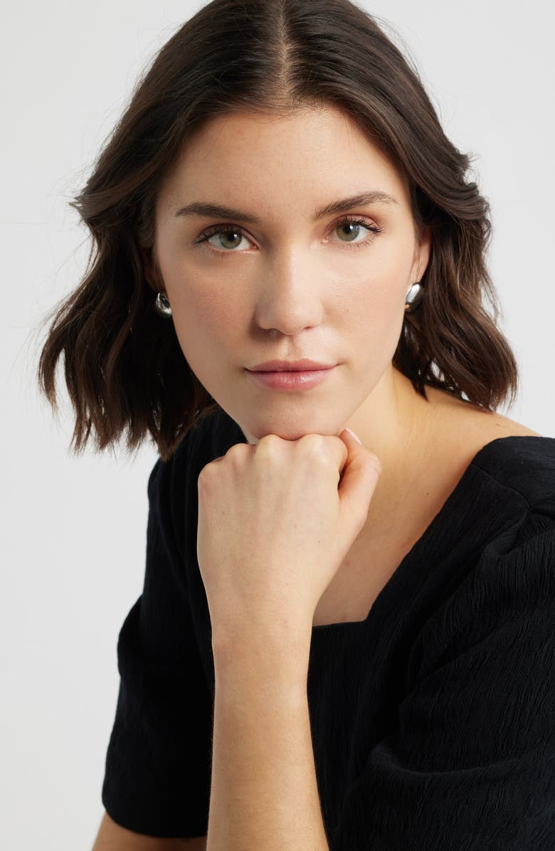 Nordstrom Puffy Square Stud Earrings, Alternate, color, Silver