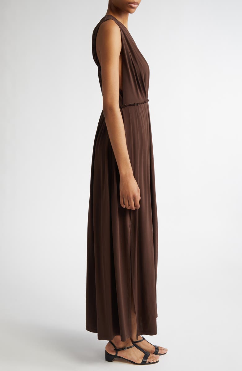 Max Mara Walter Pleated Jersey Dress, Alternate, color, Coffee