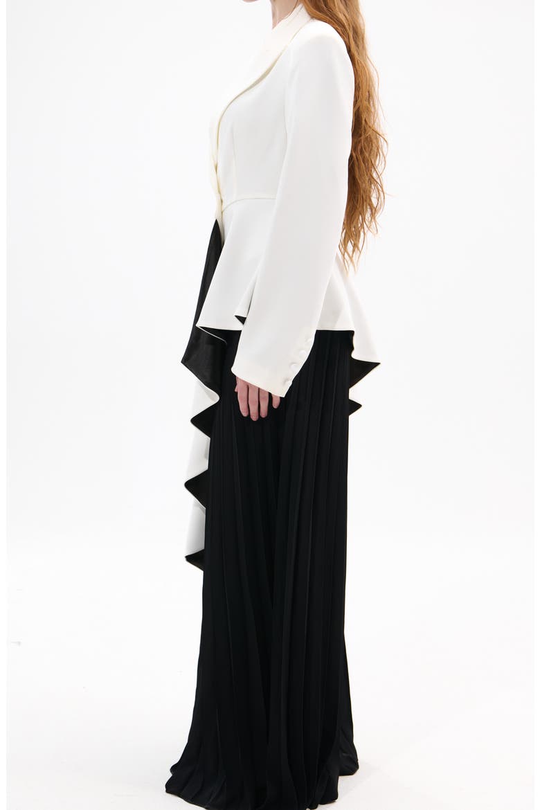 Asymmetric Statement Blazer, Alternate, color, WHITE BLACK