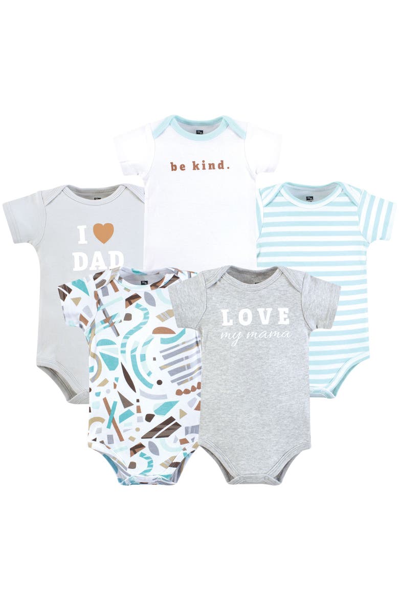 Five-Piece Set of Cotton Infant All-in-One Bodysuits, Main, color, Neutral Abstract