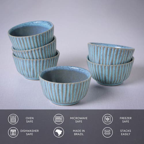 Porto Brasil Linhas Ramekin Set Of 6 In Blue