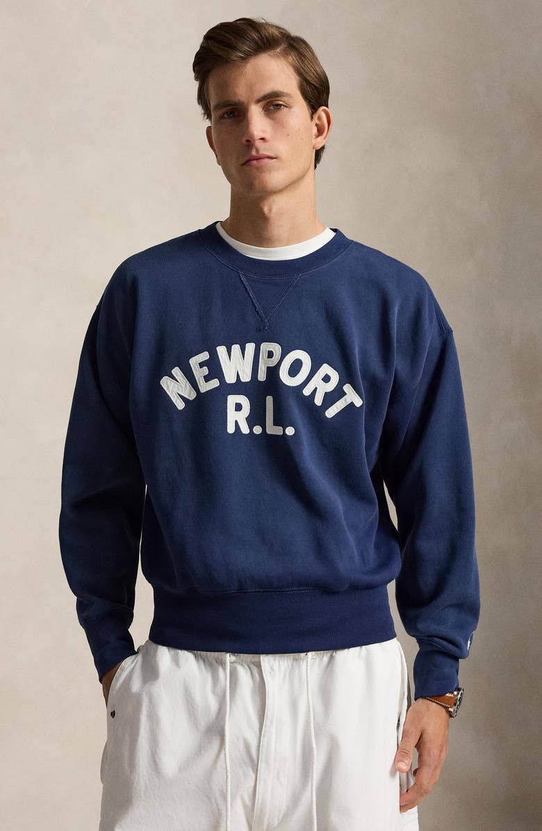 Polo Ralph Lauren Vintage Fit Fleece Graphic Sweatshirt, Alternate, color, Newport Navy