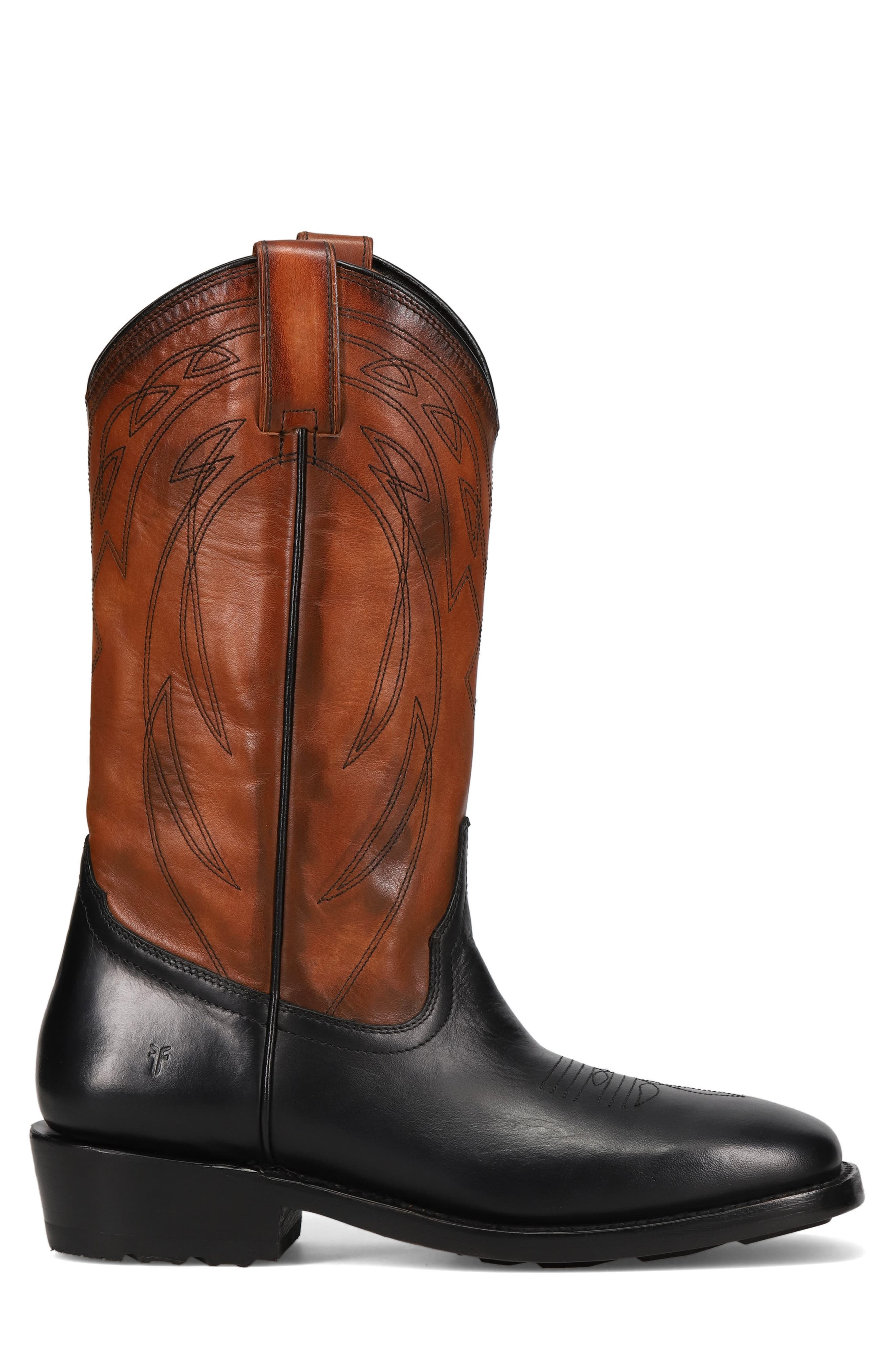 Frye Nash Deco Western Boot, Alternate, color, Black