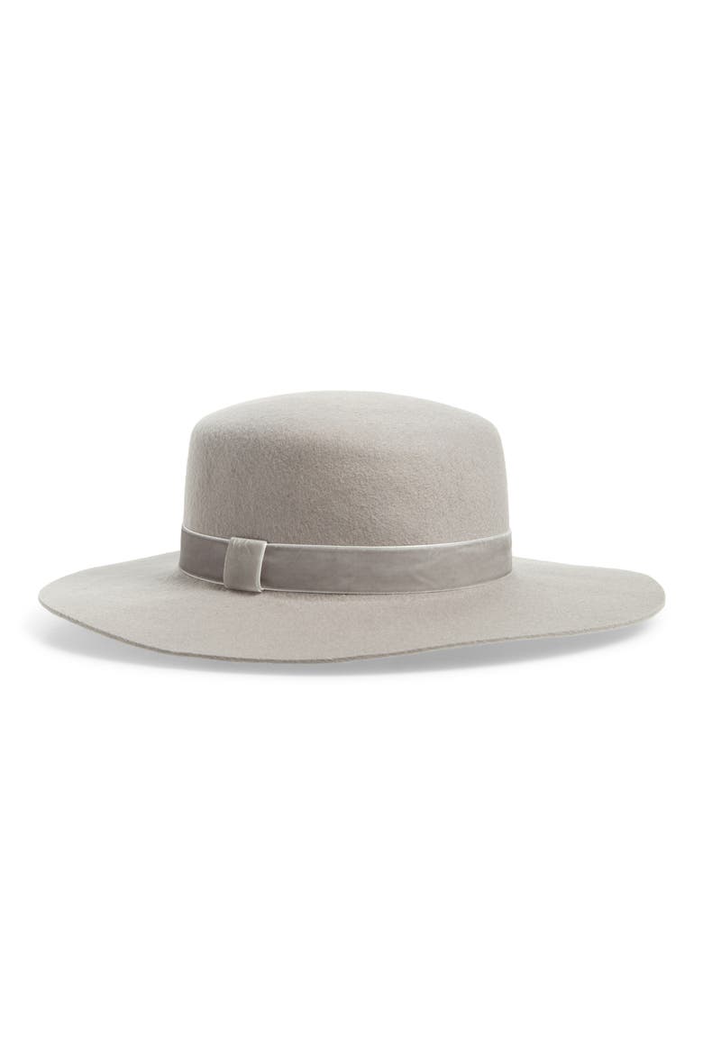 Refined Felt Boater Hat, Main, color, SILVER COMBO