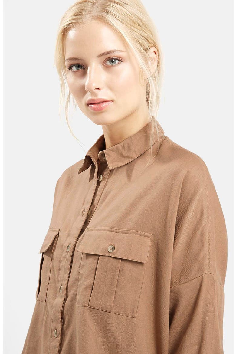Oversize Lightweight Chambray Shirt, Alternate, color, NUDE