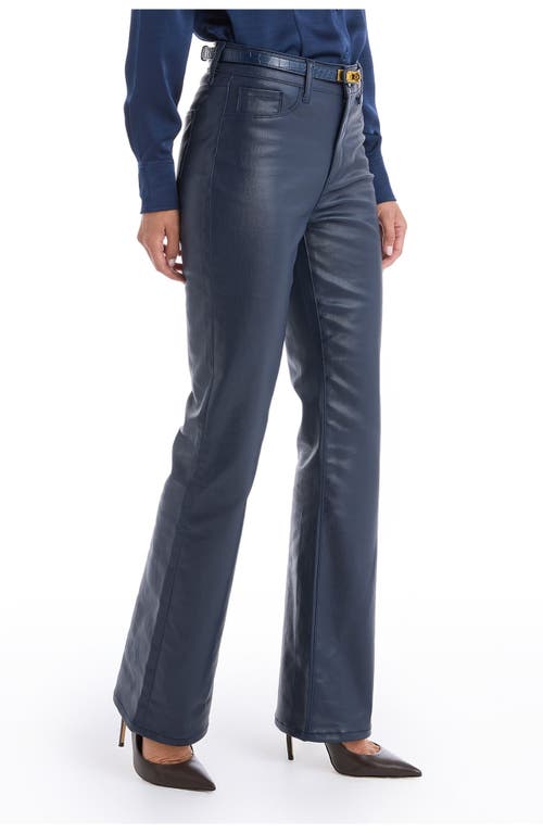 The Noli Shop Aria Coated Flare Jean Petite In Blue