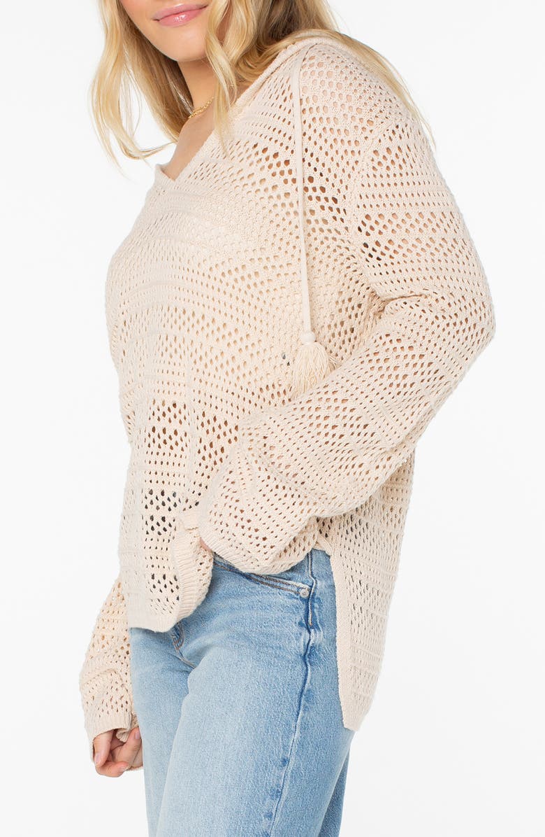 Roxy Hippie Love Open Stitch Hoodie, Alternate, color, Parchment Solid