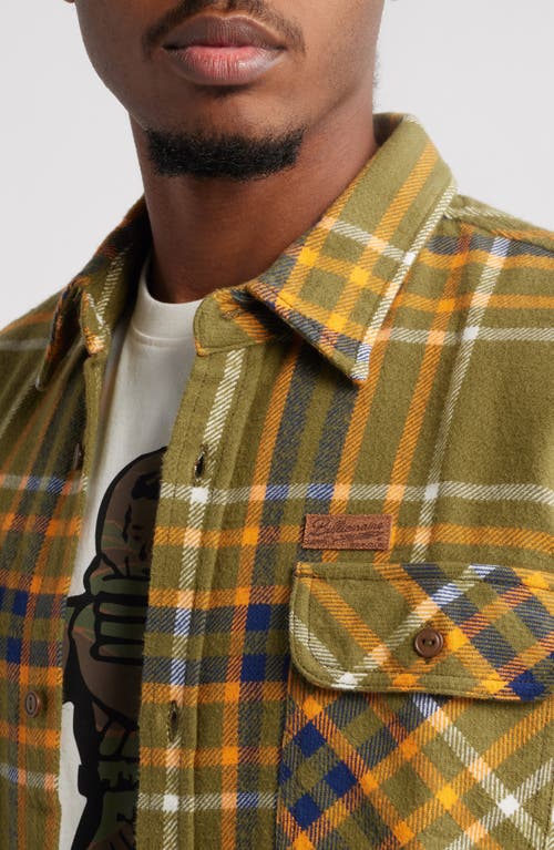 Billionaire Boys Club Desert Plaid Flannel Button-up Overshirt In Capulet Olive