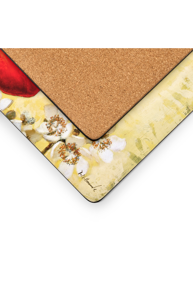 Red Poppy Blossoms Set of 4 Cork Back Placemats, Alternate, color, Multi