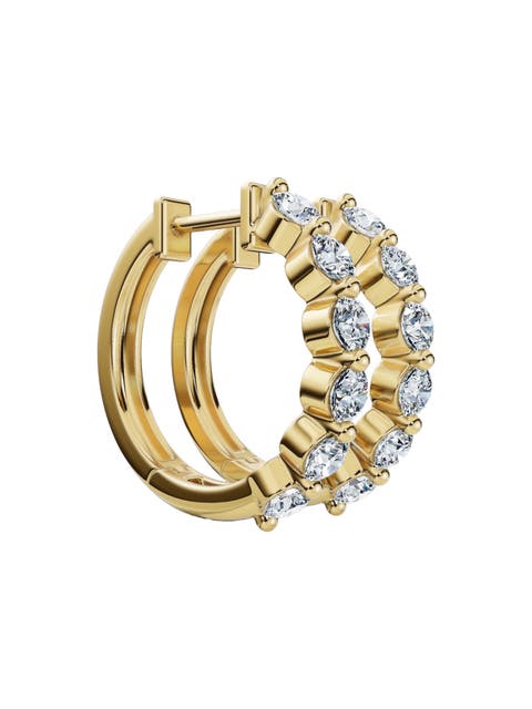 1Ct 6-Stone Diamond Hoops 10k Gold Lab Grown