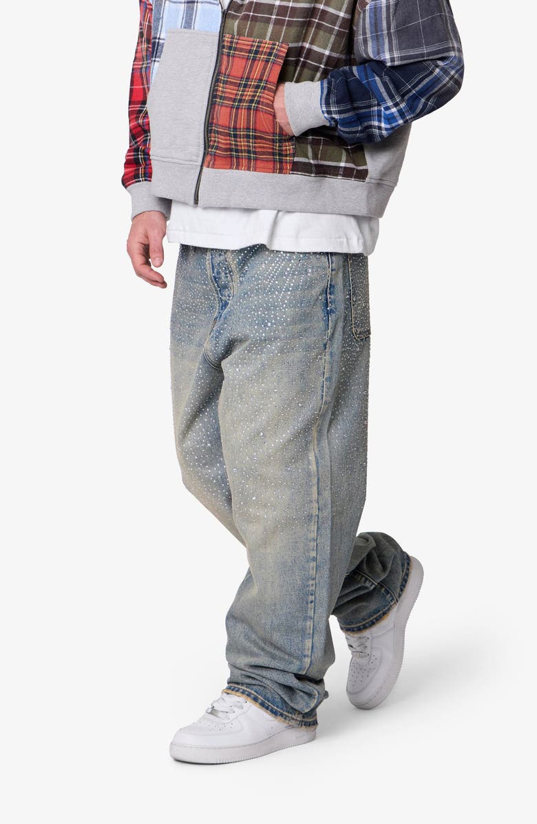 mnml Embellished Ultrabaggy Jeans, Alternate, color, Blue