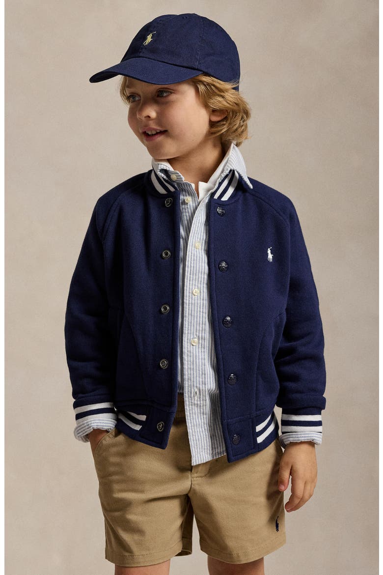 Kids' Fleece Snap-Up Jacket, Alternate, color, REFINED NAVY