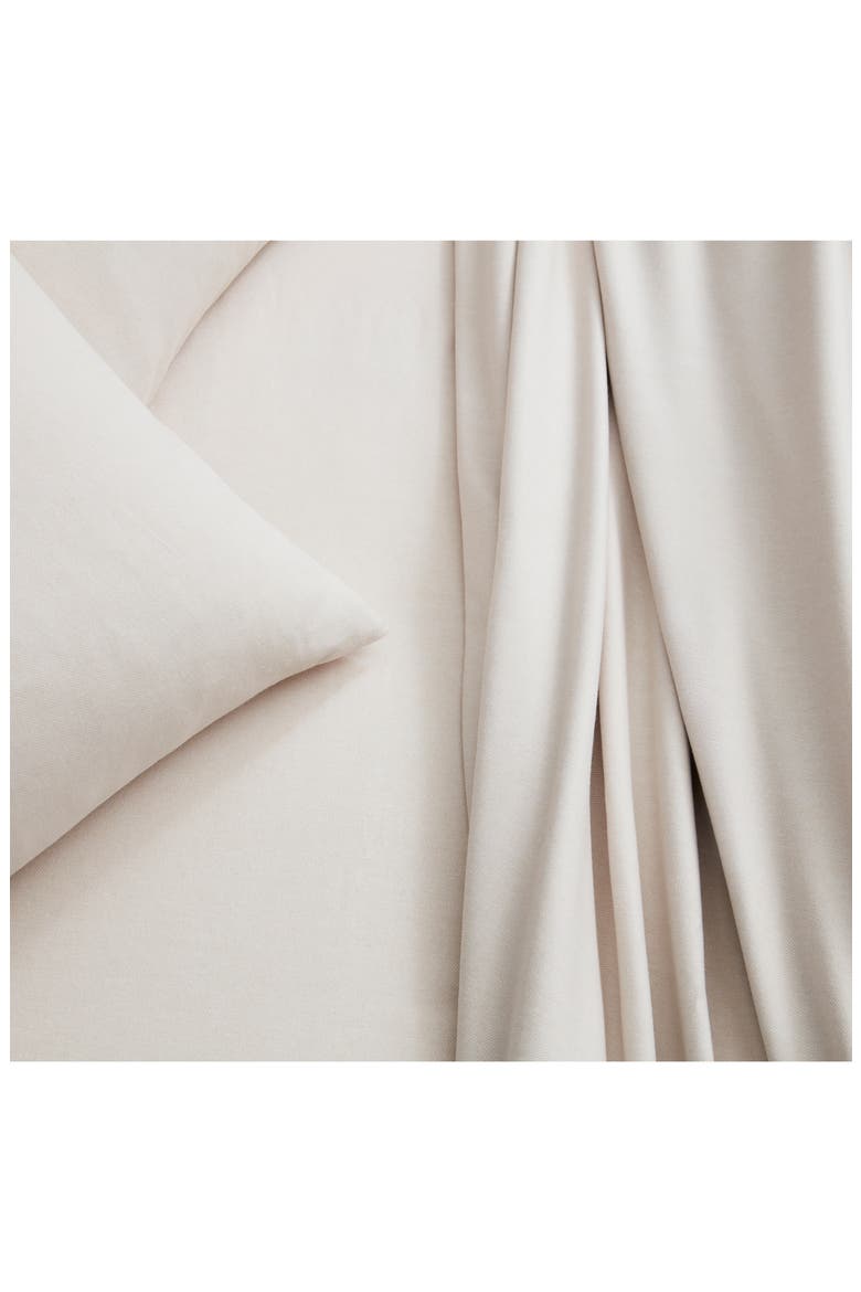 Organic Cotton Flannel Sheet Set, Alternate, color, DUNE HERRINGBONE