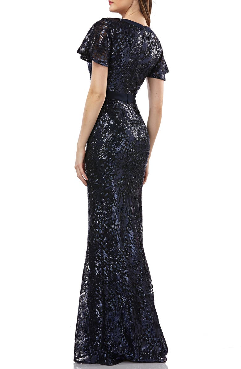 Carmen Marc Valvo Infusion Sequin Mermaid Gown, Alternate, color,