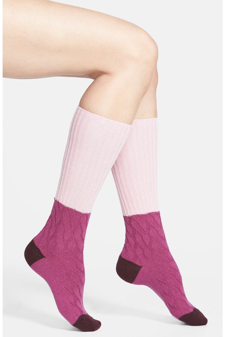 'Clara' Slouchy Wool & Cashmere Blend Boot Socks, Main, color, PINK