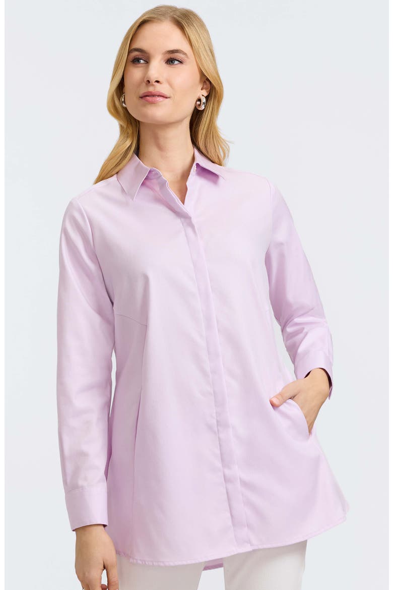 Cici Cotton Button-Up Tunic Shirt, Alternate, color, ORCHID BOUQUET