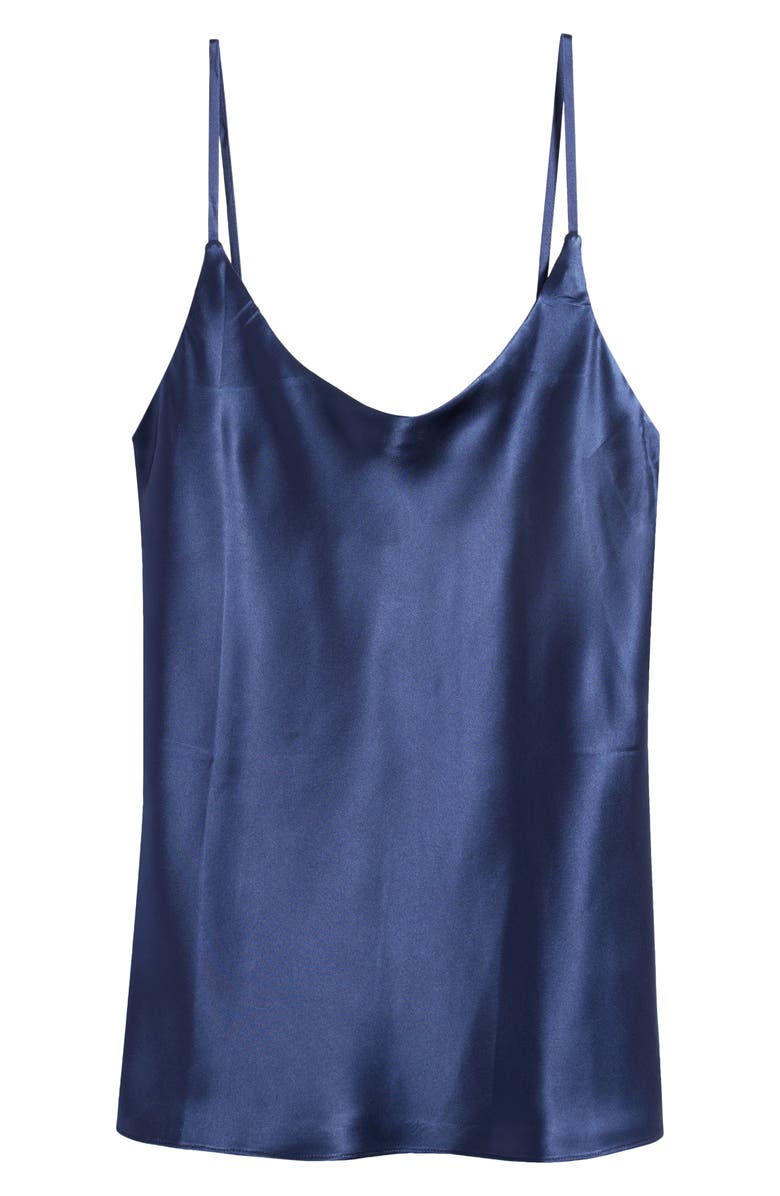 Reformation Lila Silk Camisole, Main, color, Navy