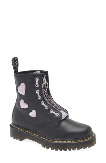 Dr. Martens 1460 Zip Heart Lug Sole Boot In Black