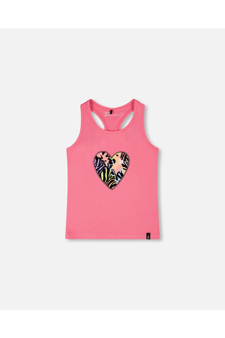 Organic Cotton Jersey Screen Animal Sleeveless Tank Top, Main, color, Pink