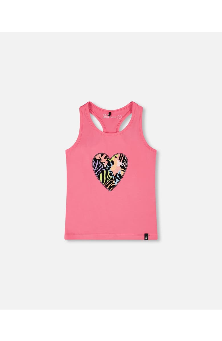 Deux par Deux Organic Cotton Jersey Screen Animal Sleeveless Tank Top, Main, color, Pink
