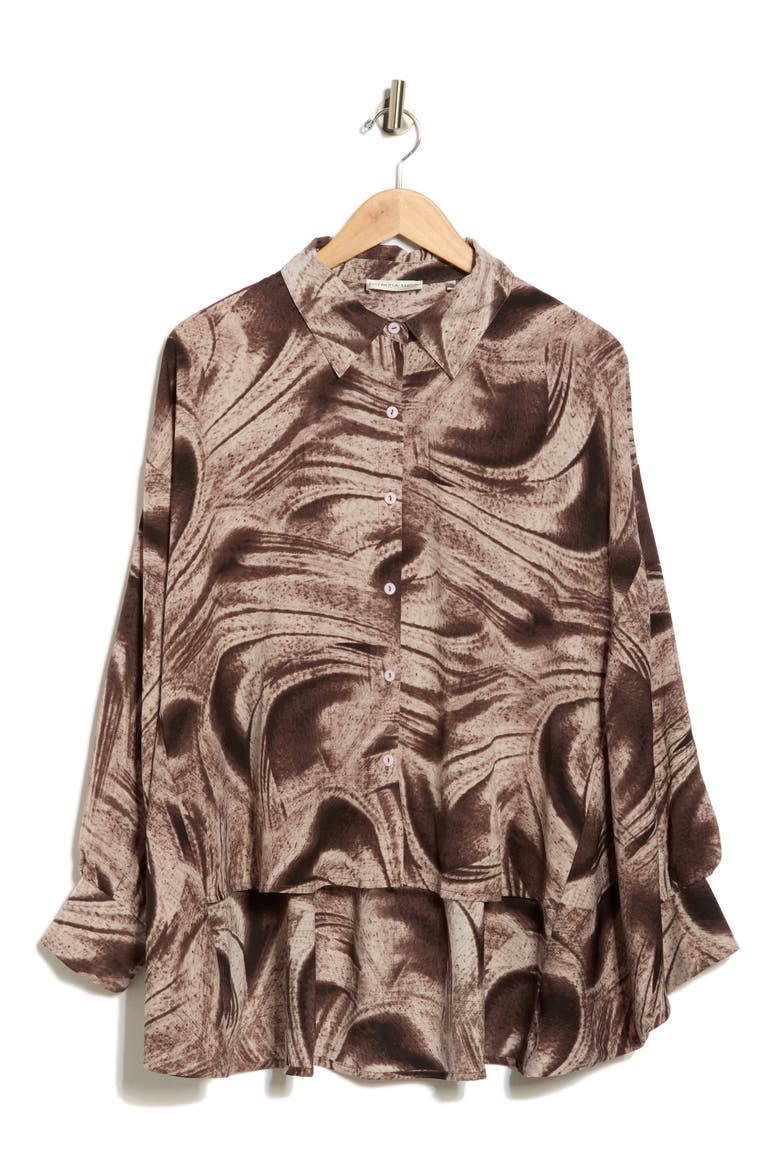 Cocoon Button-Up Shirt, Alternate, color, TAUPE
