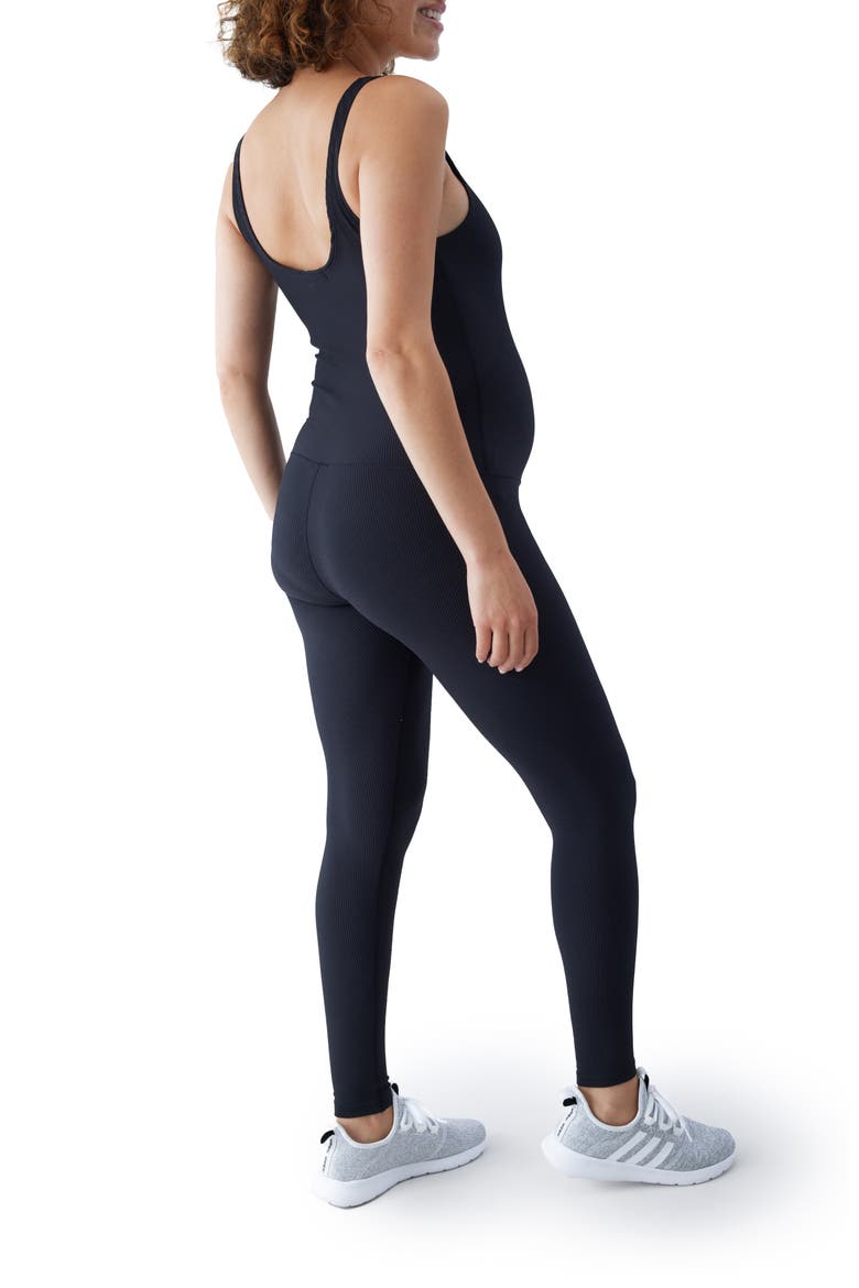 Sleeveless Rib Maternity Jumpsuit, Alternate, color, BLACK