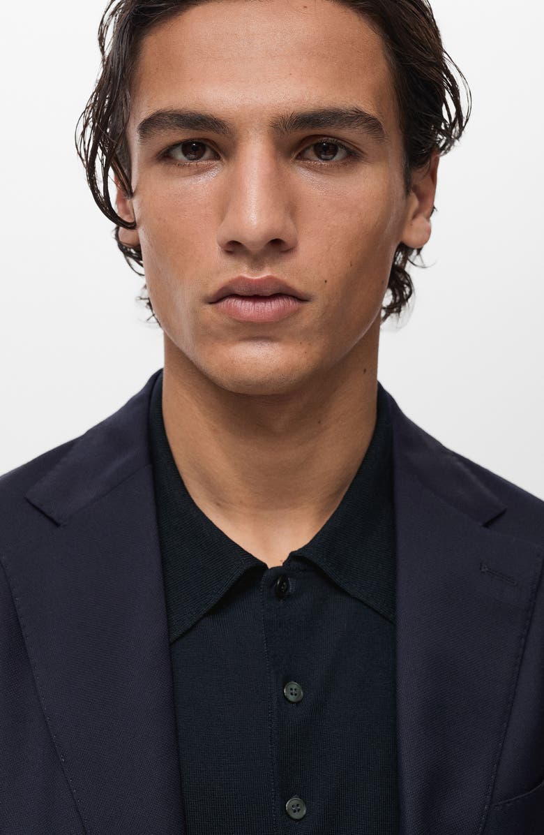 MANGO Slim Fit Cool Wool Blazer, Alternate, color, Navy