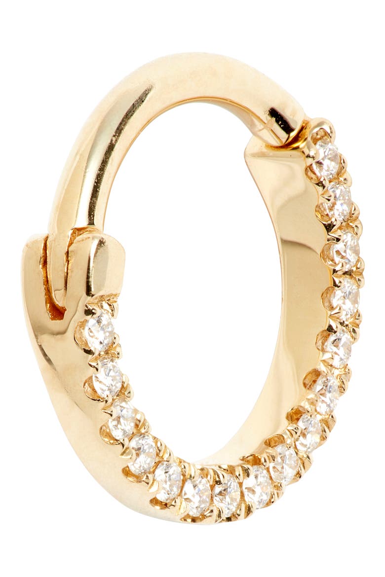 16-Gauge Diamond Front Eternity Clicker Earring, Alternate, color, YELLOW GOLD/ DIAMOND