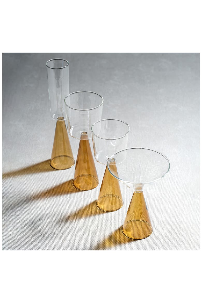 Viterbo Set of 4 Red Wine Glasses, Alternate, color, CLEAR/ AMBER