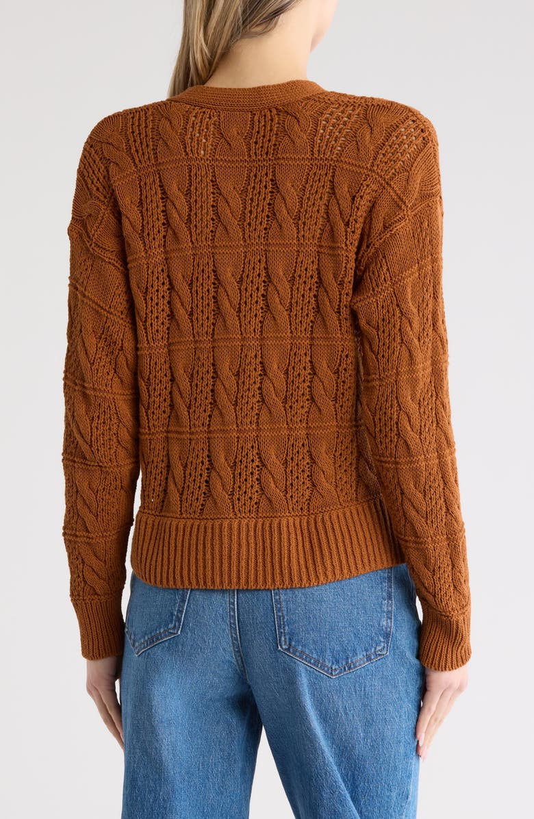 Madewell Open Stitch Cable Cotton Cardigan Sweater, Alternate, color, 