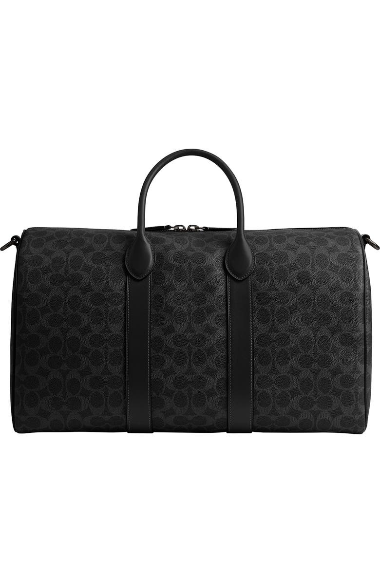 COACH Compass Signature 45 Coated Canvas Duffle Bag, Alternate, color, Black Signature