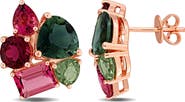 Julianna B. Green & Pink Tourmaline Cluster Drop Earrings