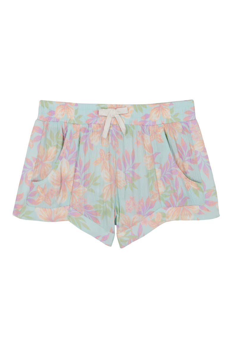 Kids' Mad for You Floral Drawstring Shorts, Main, color, MINT