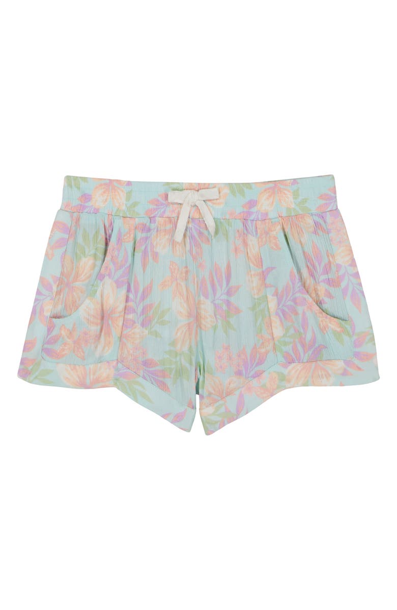 Billabong Kids' Mad for You Floral Drawstring Shorts, Main, color, Mint