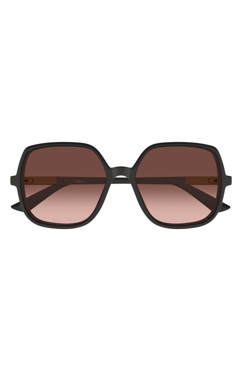 Chloé 55mm Gradient Geometric Sunglasses, Main, color, Grey