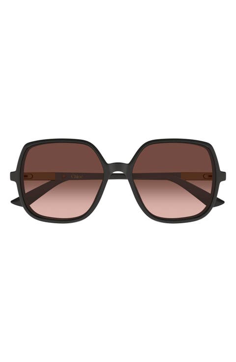 55mm Gradient Geometric Sunglasses