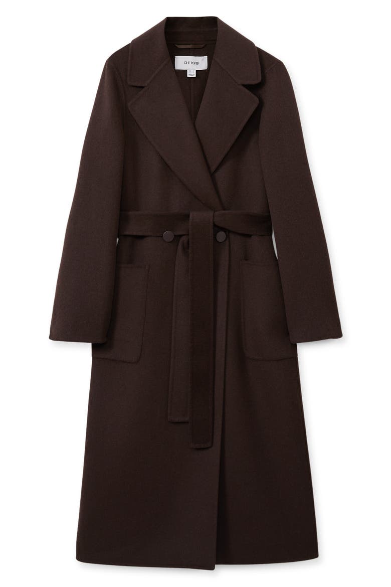Lucia Belted Wool Blend Coat, Alternate, color, CHOCOLATE