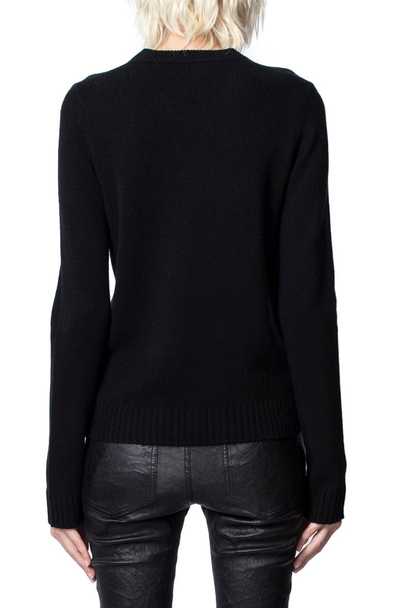 Zadig & Voltaire Delly C Flash Lightning Bolt Cashmere Sweater, Alternate, color, 